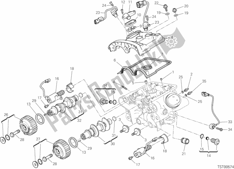 Todas as partes de Cabeça Do Cilindro Vertical - Cronometragem do Ducati Diavel Xdiavel Thailand 1260 2016